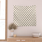 Midcentury Stars and Dots Classic Pattern in Black and Almond Cream Wall Tapestry Gallery Image 2