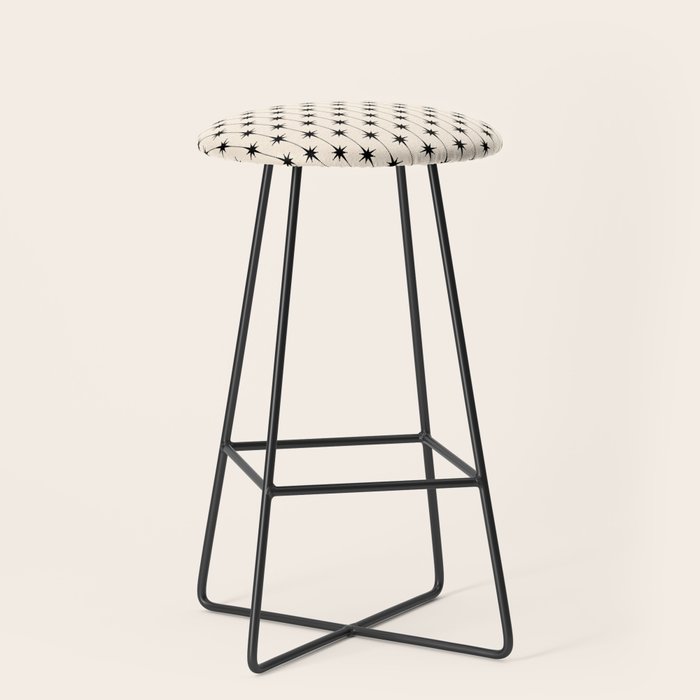 Midcentury Stars and Dots Classic Pattern in Black and Almond Cream Stool Gallery Image 1