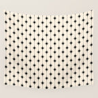 Midcentury Stars and Dots Classic Pattern in Black and Almond Cream Wall Tapestry Gallery Image 4
