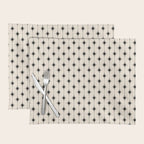 Midcentury Stars and Dots Classic Pattern in Black and Almond Cream Placemat Gallery Image 1