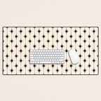 Midcentury Stars and Dots Classic Pattern in Black and Almond Cream Desk Mat Gallery Image 1