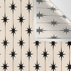 Midcentury Stars and Dots Classic Pattern in Black and Almond Cream Wall Tapestry Gallery Image 3