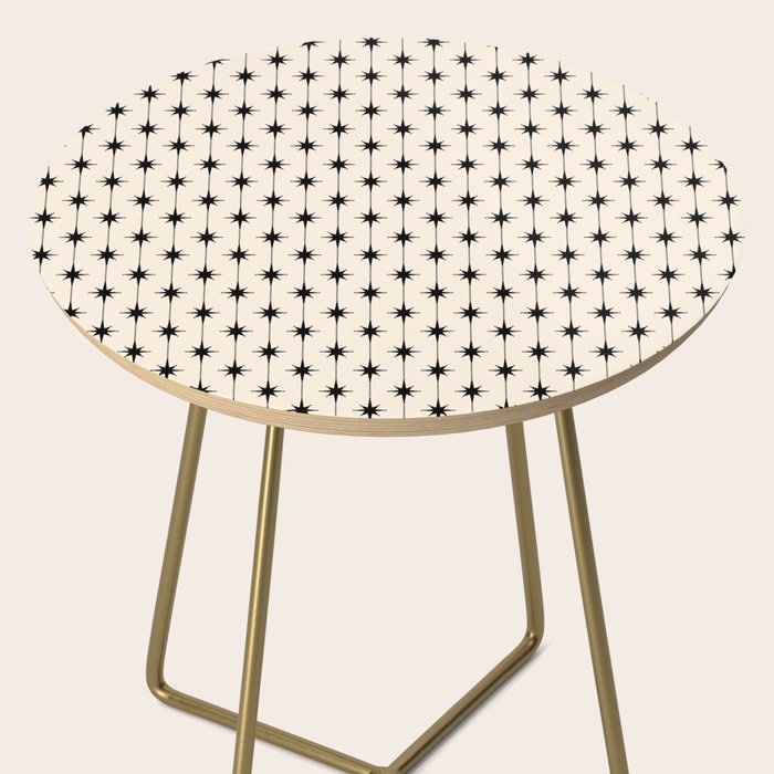 Midcentury Stars and Dots Classic Pattern in Black and Almond Cream Side Table Gallery Image 2