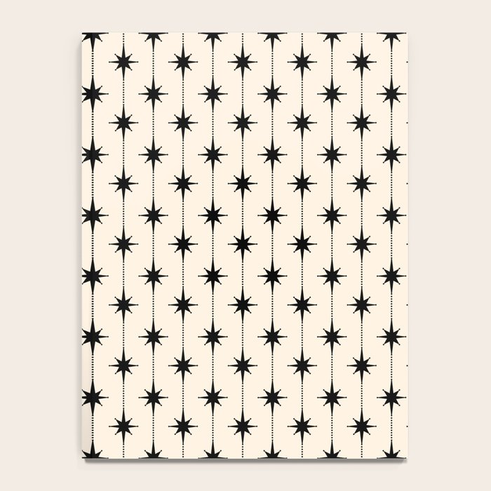 Midcentury Stars and Dots Classic Pattern in Black and Almond Cream Notebook Gallery Image 4