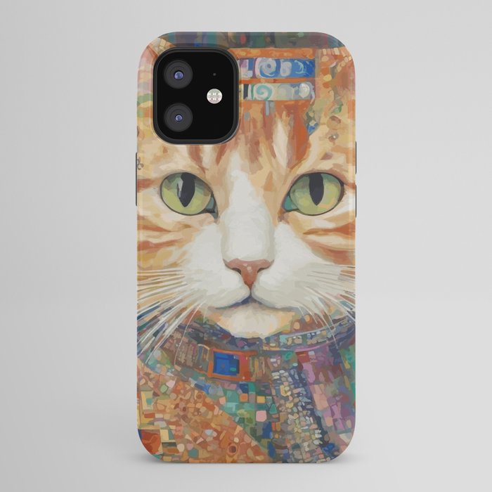 Gustav Klimt Style Tabby Cat with Green Eyes and Beautiful Clothes iPhone Case Gallery Image 42