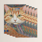 Gustav Klimt Style Tabby Cat with Green Eyes and Beautiful Clothes Wrapping Paper Gallery Image 3