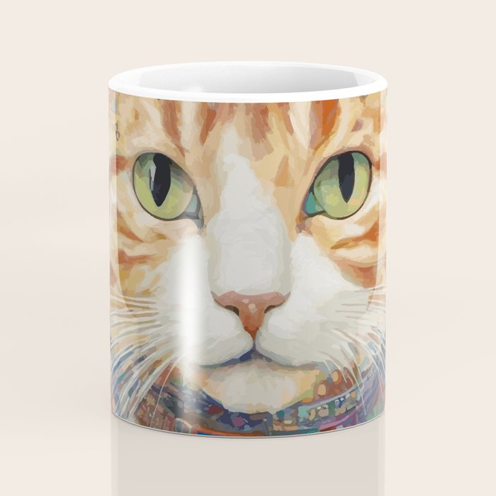 Gustav Klimt Style Tabby Cat with Green Eyes and Beautiful Clothes Coffee Mug Gallery Image 4