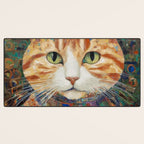 Gustav Klimt Style Tabby Cat with Green Eyes and Beautiful Clothes Desk Mat Gallery Image 3