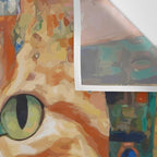 Gustav Klimt Style Tabby Cat with Green Eyes and Beautiful Clothes Wall Tapestry Gallery Image 3