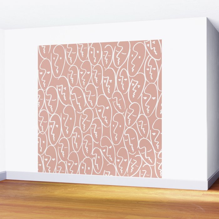 faces (pink) Wall Mural Gallery Image 2