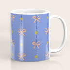 Cute Hair Bows & Stars in Sky Blue & Peach Coffee Mug Gallery Image 1