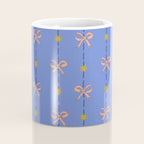Cute Hair Bows & Stars in Sky Blue & Peach Coffee Mug Gallery Image 4
