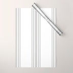 Farmhouse Ticking Stripes in Gray on White Wrapping Paper Gallery Image 1