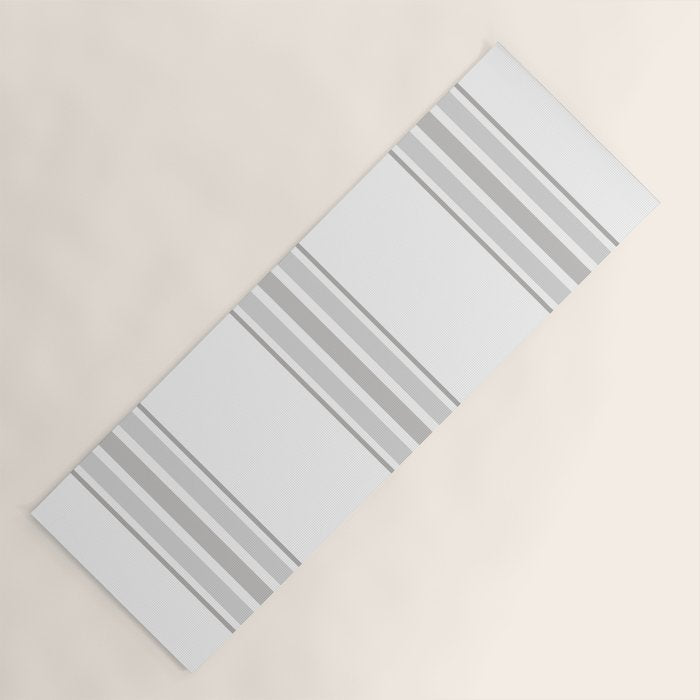 Farmhouse Ticking Stripes in Gray on White Yoga Mat