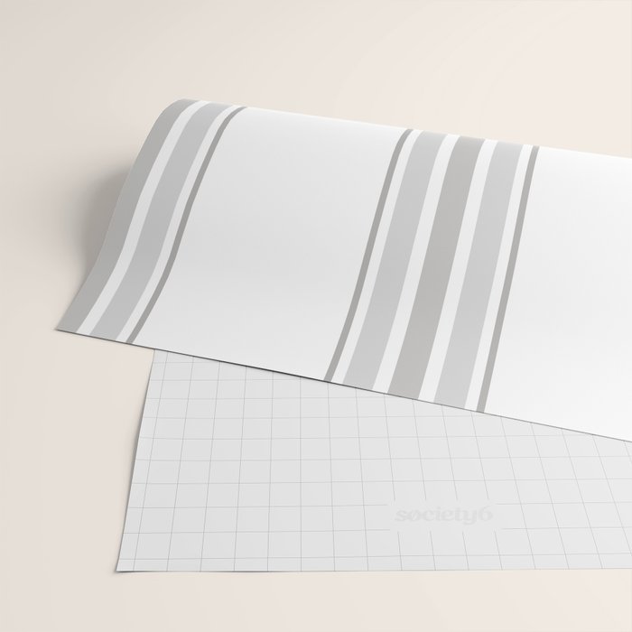 Farmhouse Ticking Stripes in Gray on White Wrapping Paper Gallery Image 2