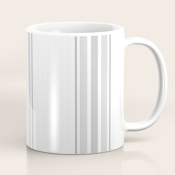 Farmhouse Ticking Stripes in Gray on White Coffee Mug Gallery Image 1