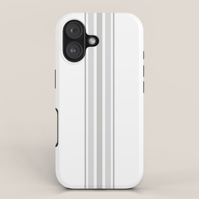 Farmhouse Ticking Stripes in Gray on White iPhone Case Gallery Image 1
