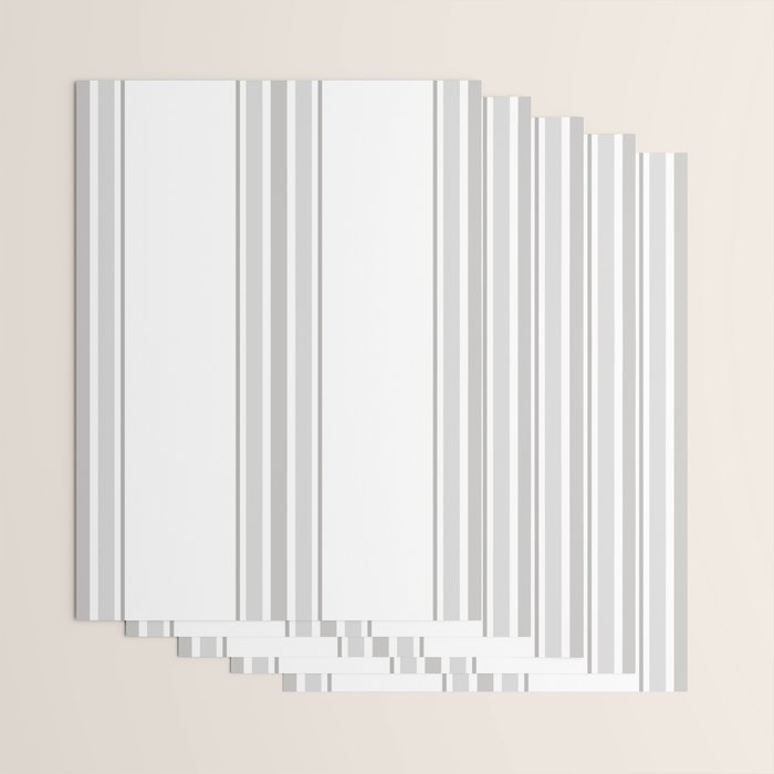 Farmhouse Ticking Stripes in Gray on White Wrapping Paper Gallery Image 3