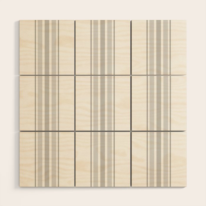 Farmhouse Ticking Stripes in Gray on White Wood Wall Art Gallery Image 1