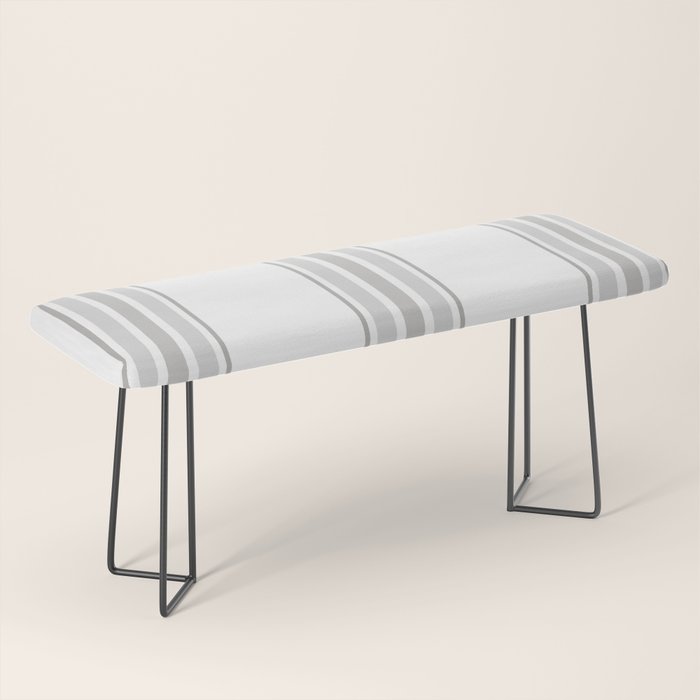 Farmhouse Ticking Stripes in Gray on White Bench Gallery Image 1