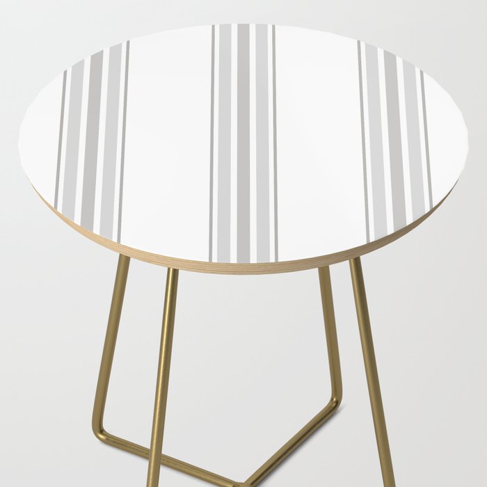 Farmhouse Ticking Stripes in Gray on White Side Table Gallery Image 2