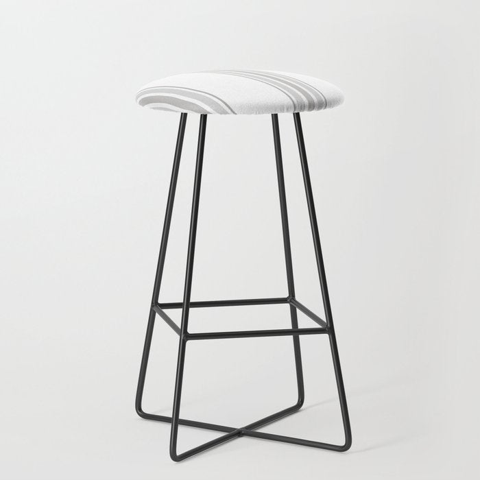 Farmhouse Ticking Stripes in Gray on White Stool Gallery Image 1