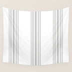 Farmhouse Ticking Stripes in Gray on White Wall Tapestry Gallery Image 4