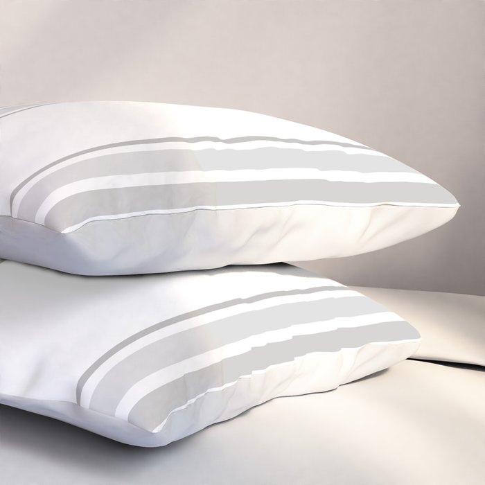 Farmhouse Ticking Stripes in Gray on White Pillow Sham Gallery Image 3