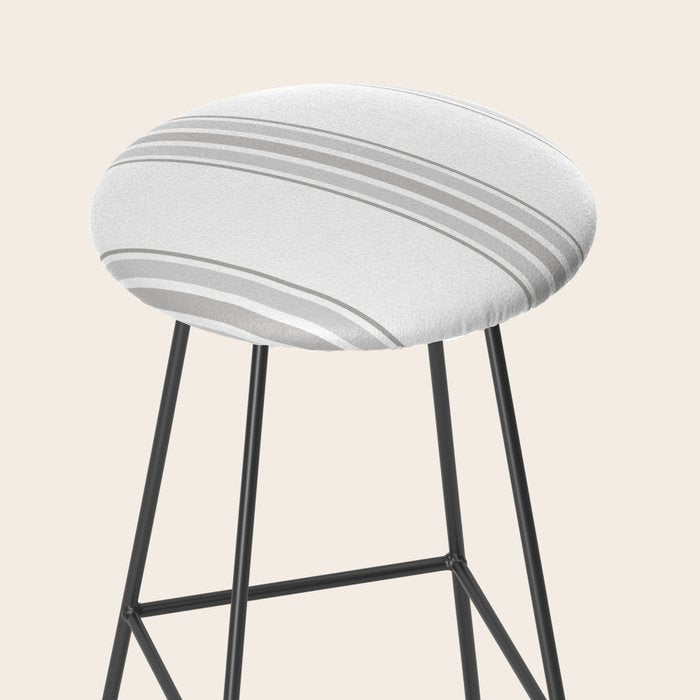 Farmhouse Ticking Stripes in Gray on White Stool Gallery Image 2