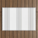 Farmhouse Ticking Stripes in Gray on White Outdoor Rug Gallery Image 1