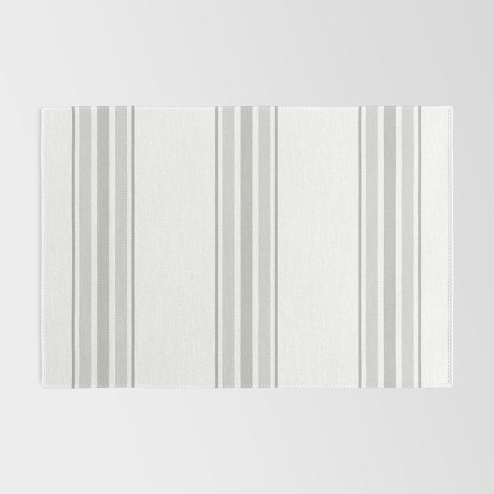 Farmhouse Ticking Stripes in Gray on White Rug Gallery Image 2