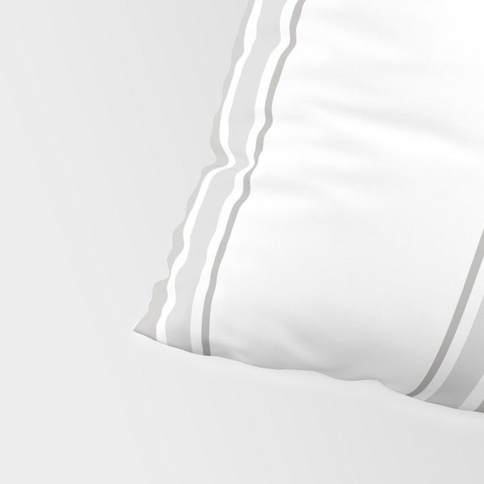 Farmhouse Ticking Stripes in Gray on White Pillow Sham Gallery Image 4