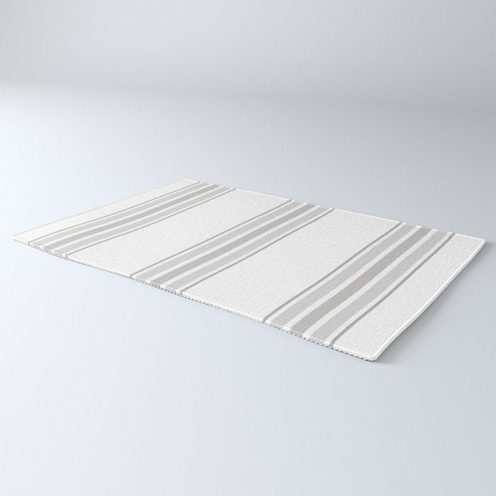 Farmhouse Ticking Stripes in Gray on White Rug Gallery Image 3
