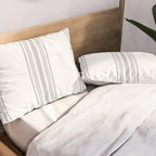 Farmhouse Ticking Stripes in Gray on White Pillow Sham Gallery Image 2