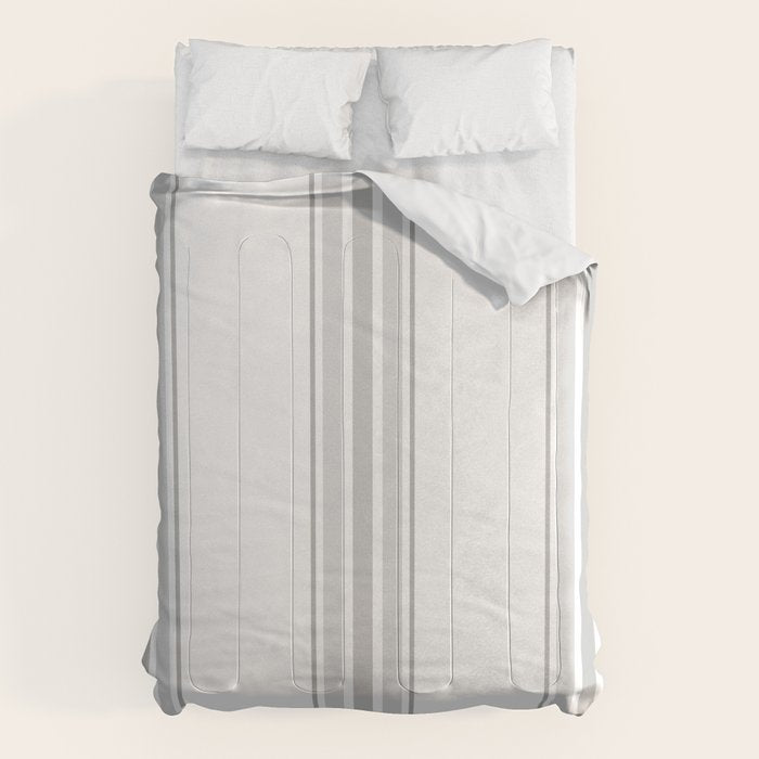 Farmhouse Ticking Stripes in Gray on White Comforter Gallery Image 1