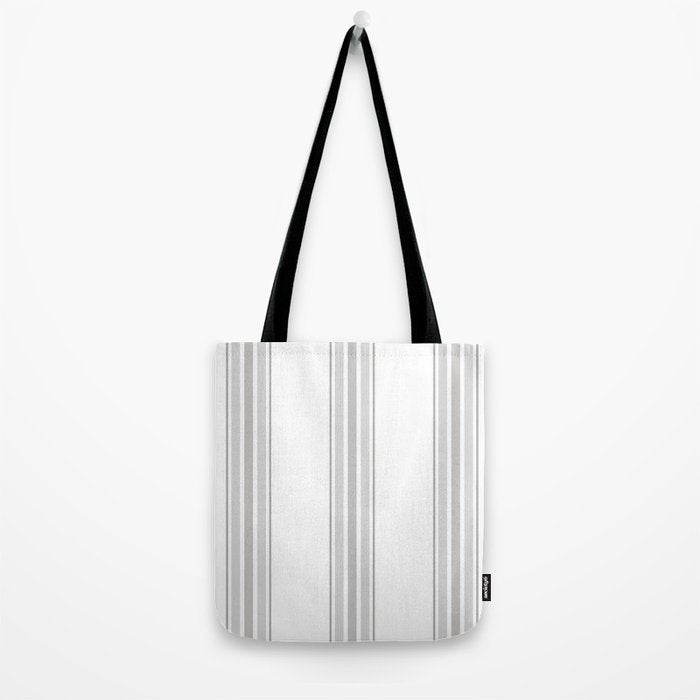 Farmhouse Ticking Stripes in Gray on White Tote Bag Gallery Image 2