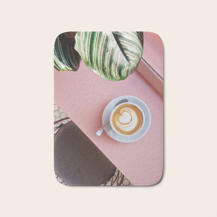 Pink Latte Coffee Shop Bath Mat Gallery Image 1