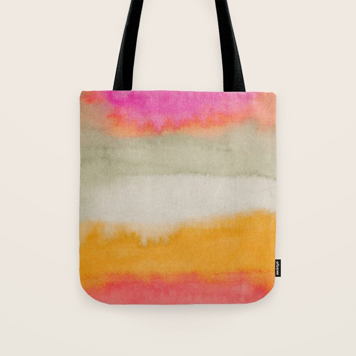 Colorful Layers / Horizontal Watercolor Stripes Tote Bag Gallery Image 1