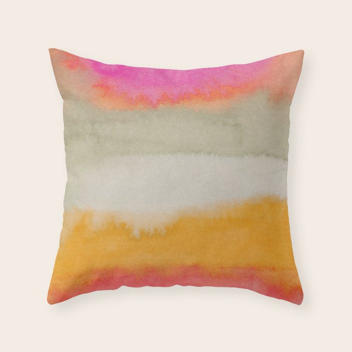 Colorful Layers / Horizontal Watercolor Stripes Throw Pillow Gallery Image 6