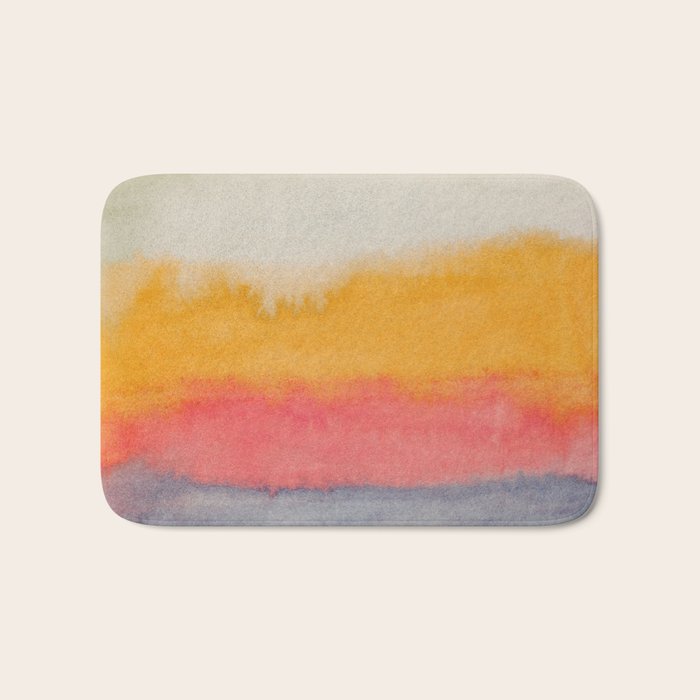 Colorful Layers / Horizontal Watercolor Stripes Bath Mat Gallery Image 1