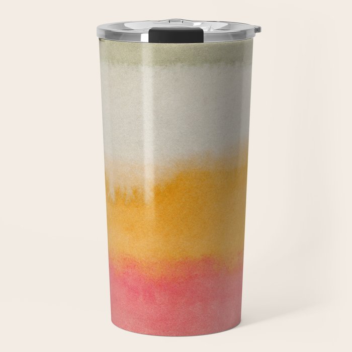 Colorful Layers / Horizontal Watercolor Stripes Travel Mug Gallery Image 1