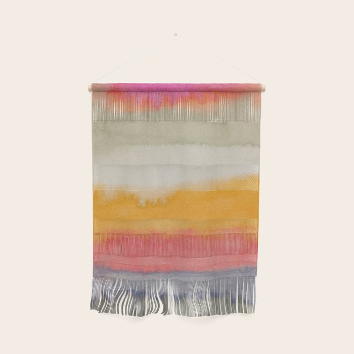 Colorful Layers / Horizontal Watercolor Stripes Wall Hanging Gallery Image 1