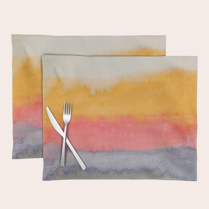 Colorful Layers / Horizontal Watercolor Stripes Placemat Gallery Image 1