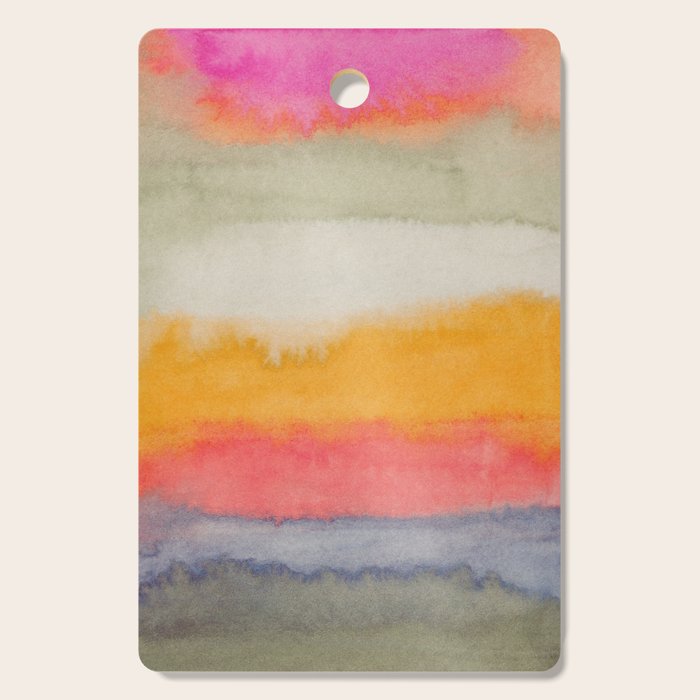 Colorful Layers / Horizontal Watercolor Stripes Cutting Board Gallery Image 1