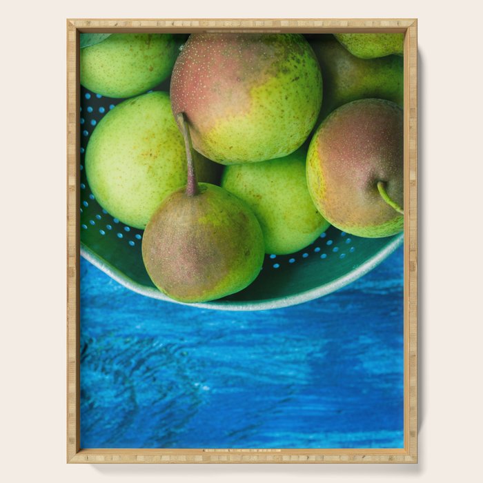 Pears on a Blue Table Serving Tray Gallery Image 1