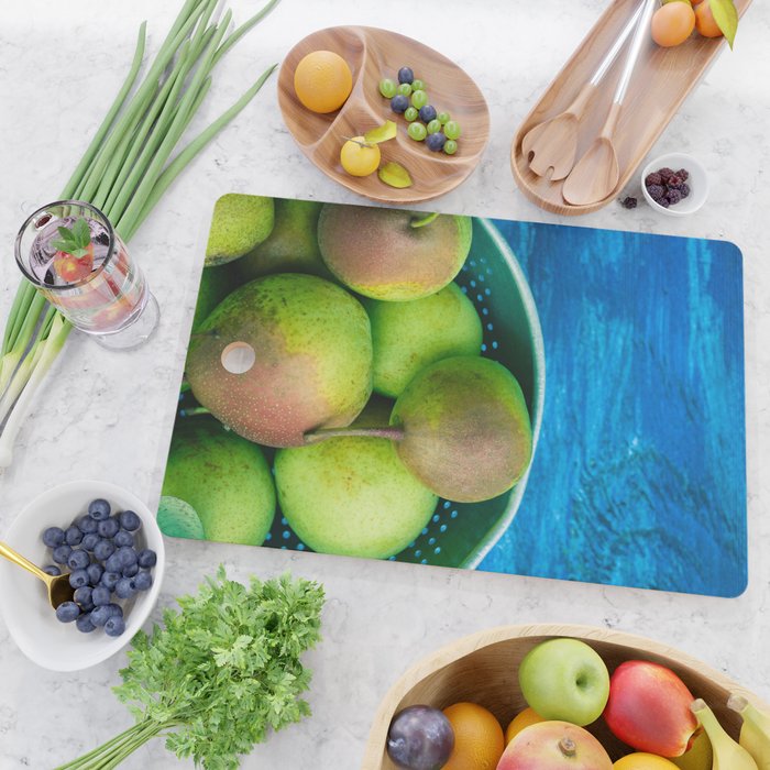 Pears on a Blue Table Cutting Board Gallery Image 2