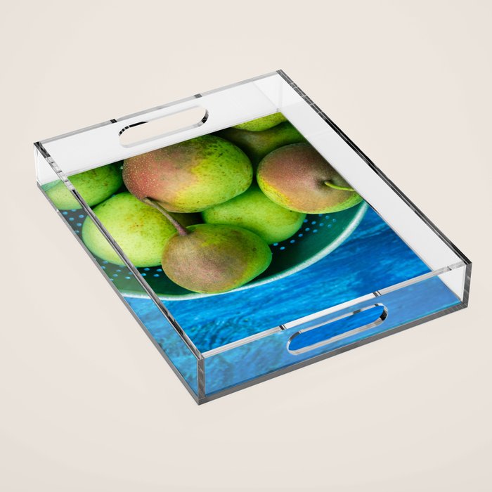Pears on a Blue Table Acrylic Tray Gallery Image 1