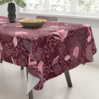 Forest Full of Wild Mushrooms in Burgundy & Peach Tablecloth Gallery Image 3
