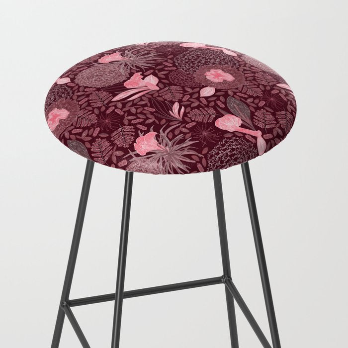 Forest Full of Wild Mushrooms in Burgundy & Peach Stool Gallery Image 2