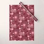 Forest Full of Wild Mushrooms in Burgundy & Peach Wrapping Paper Gallery Image 1
